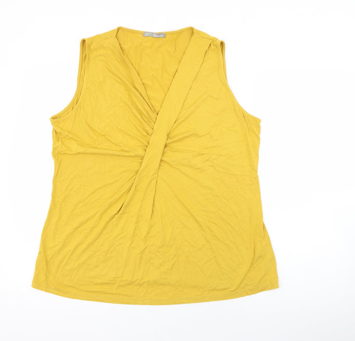 Marks and Spencer Womens Yellow V-Neck  Viscose Pullover Jumper Size 16