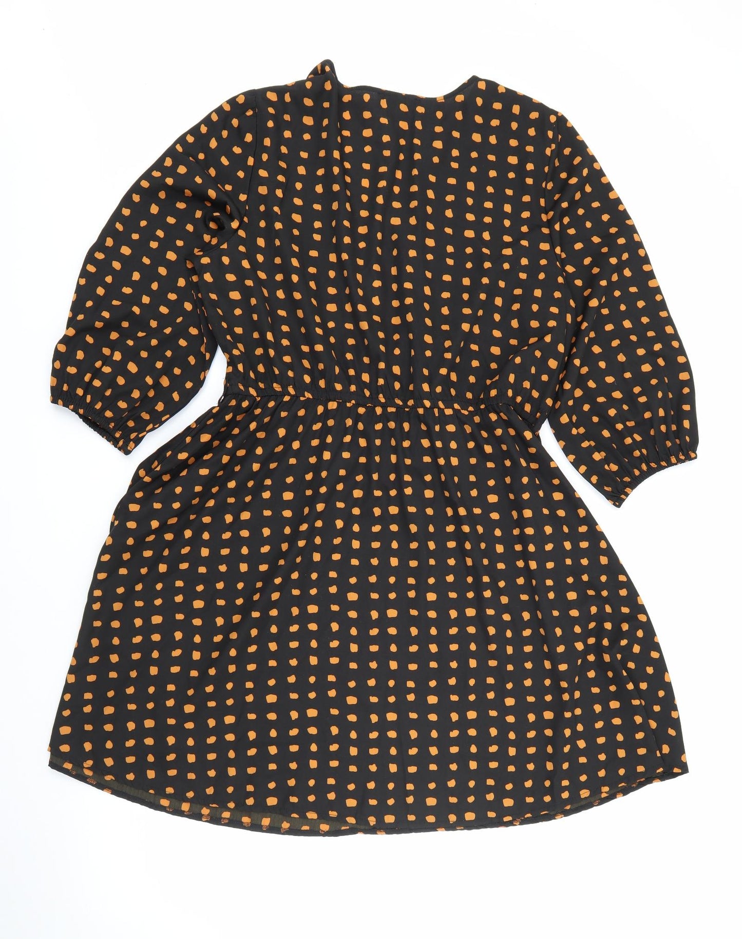 New Look Womens Black Polka Dot Polyester Fit & Flare  Size 16  V-Neck