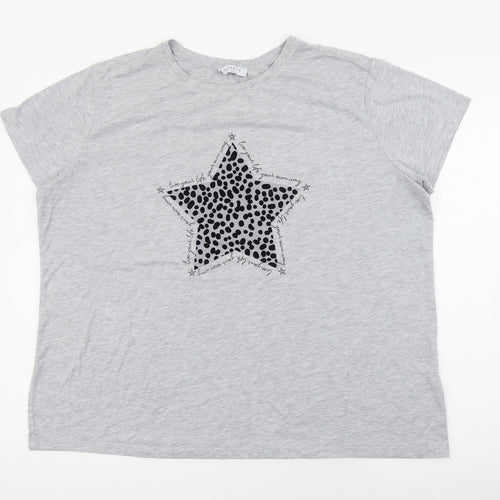 Papaya Womens Grey  Polyester Basic T-Shirt Size 20 Crew Neck