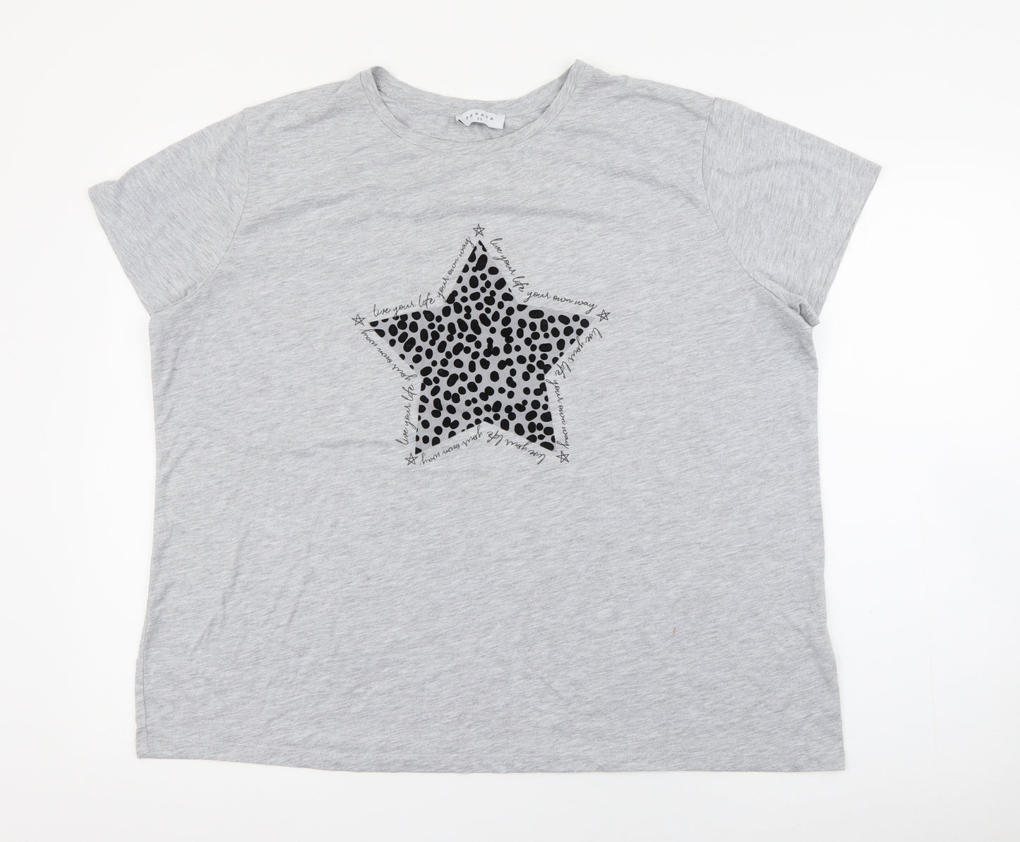 Papaya Womens Grey  Polyester Basic T-Shirt Size 20 Crew Neck