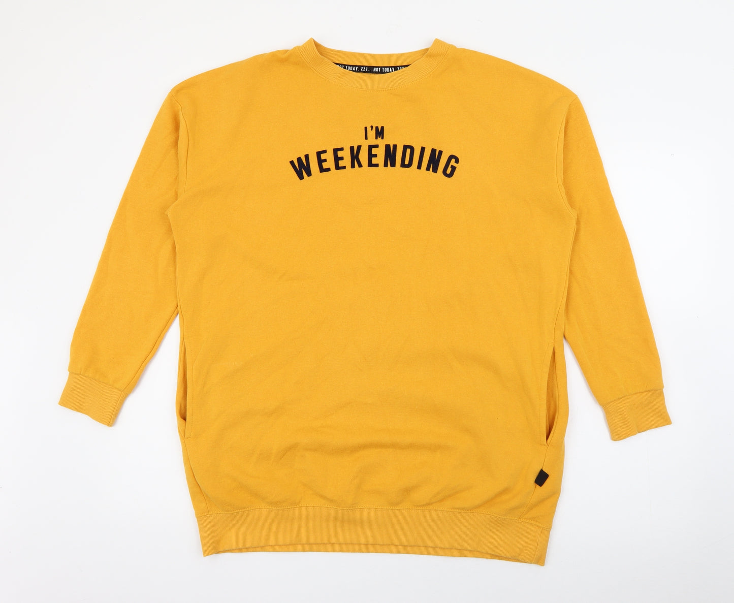 Primark Womens Yellow  Cotton Pullover Sweatshirt Size 10