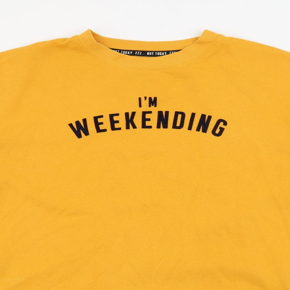 Primark Womens Yellow  Cotton Pullover Sweatshirt Size 10
