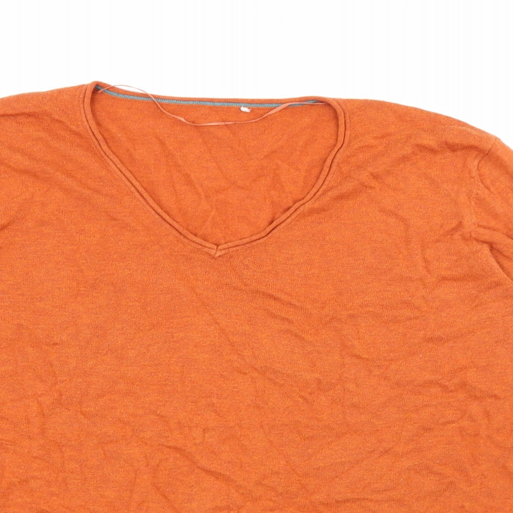 Preworn Womens Orange V-Neck  Cotton Pullover Jumper Size 14