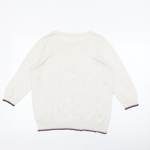 George Womens Ivory Crew Neck Geometric Viscose Pullover Jumper Size 14