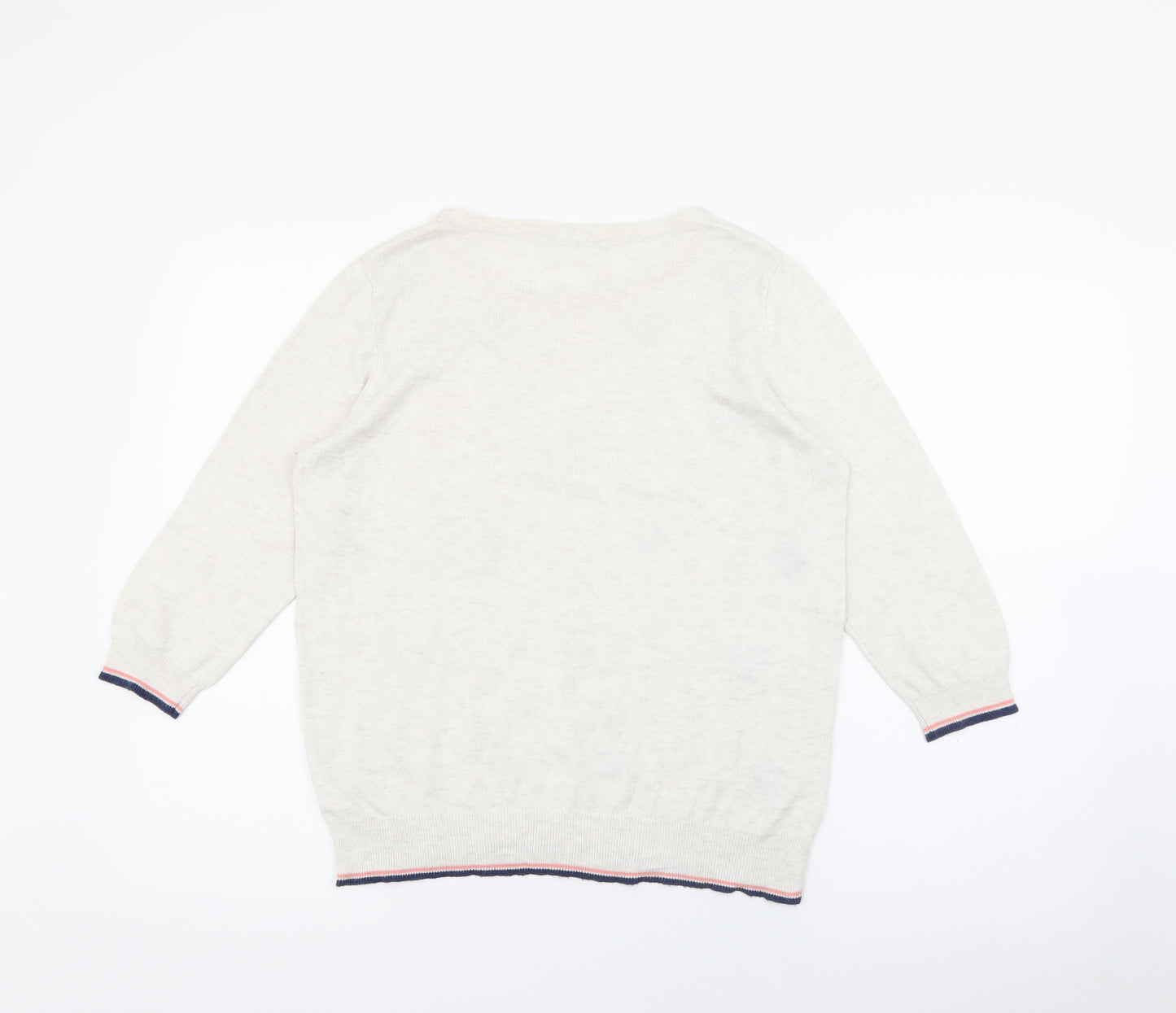 George Womens Ivory Crew Neck Geometric Viscose Pullover Jumper Size 14