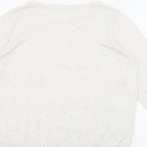 George Womens Ivory Crew Neck Geometric Viscose Pullover Jumper Size 14