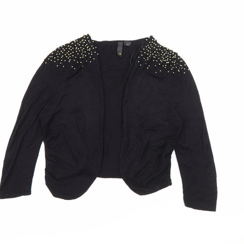 H&M Womens Black V-Neck  Viscose Cardigan Jumper Size 12