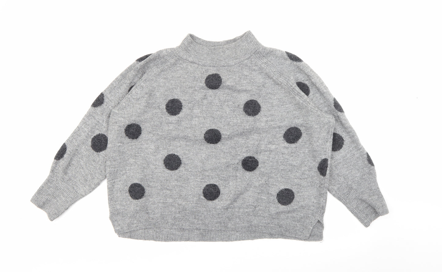 TU Womens Green High Neck Polka Dot Acrylic Pullover Jumper Size 16