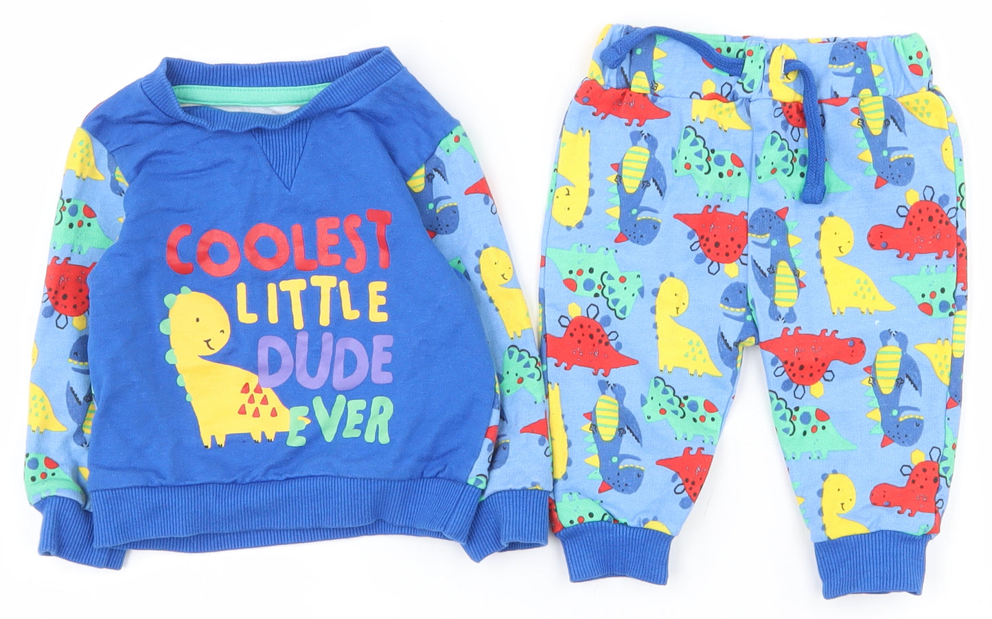 Studio Baby Boys Blue  100% Cotton Trousers Outfit/Set Size 3-6 Months  Pullover