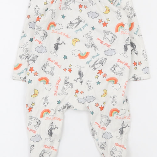 Primark Boys White  100% Cotton Babygrow One-Piece Size 3-6 Months  Snap