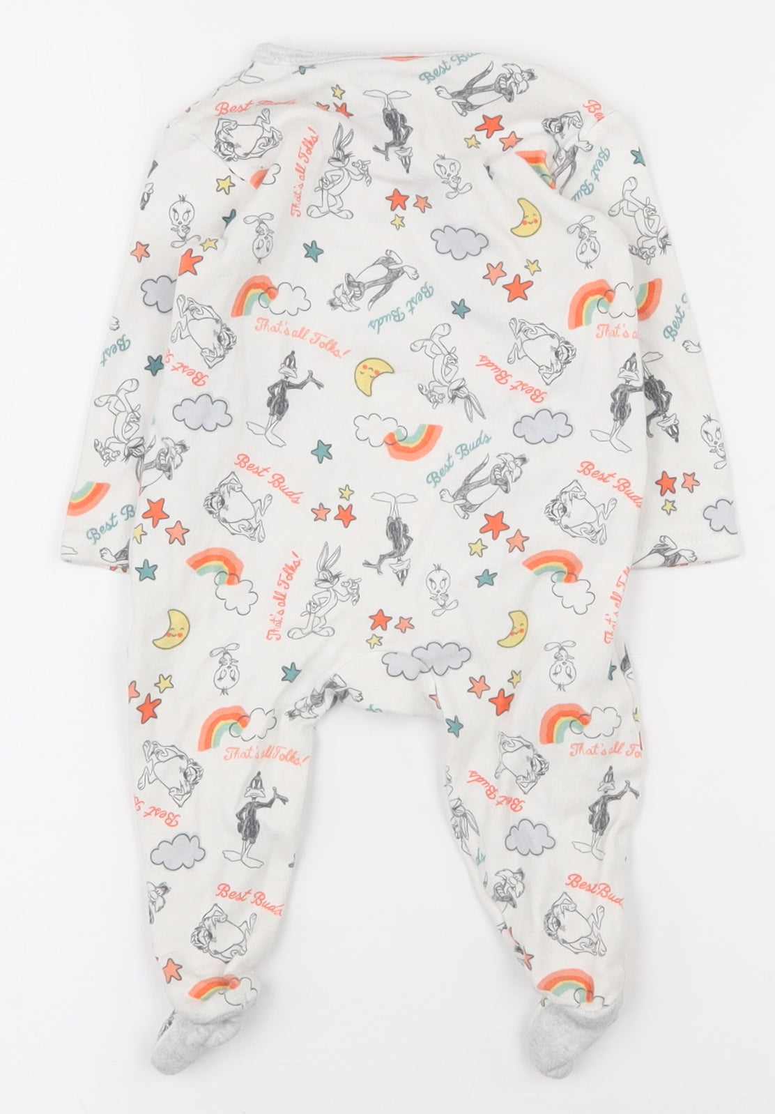 Primark Boys White  100% Cotton Babygrow One-Piece Size 3-6 Months  Snap