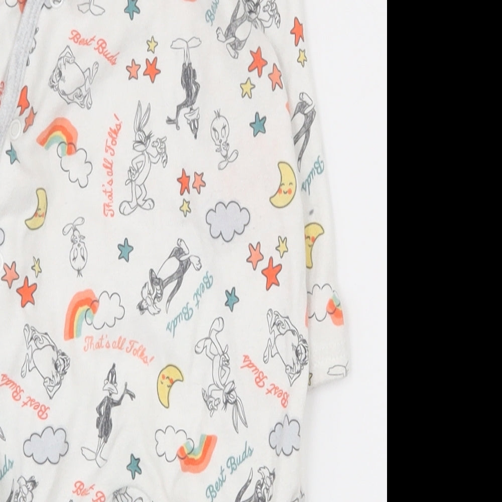 Primark Boys White  100% Cotton Babygrow One-Piece Size 3-6 Months  Snap