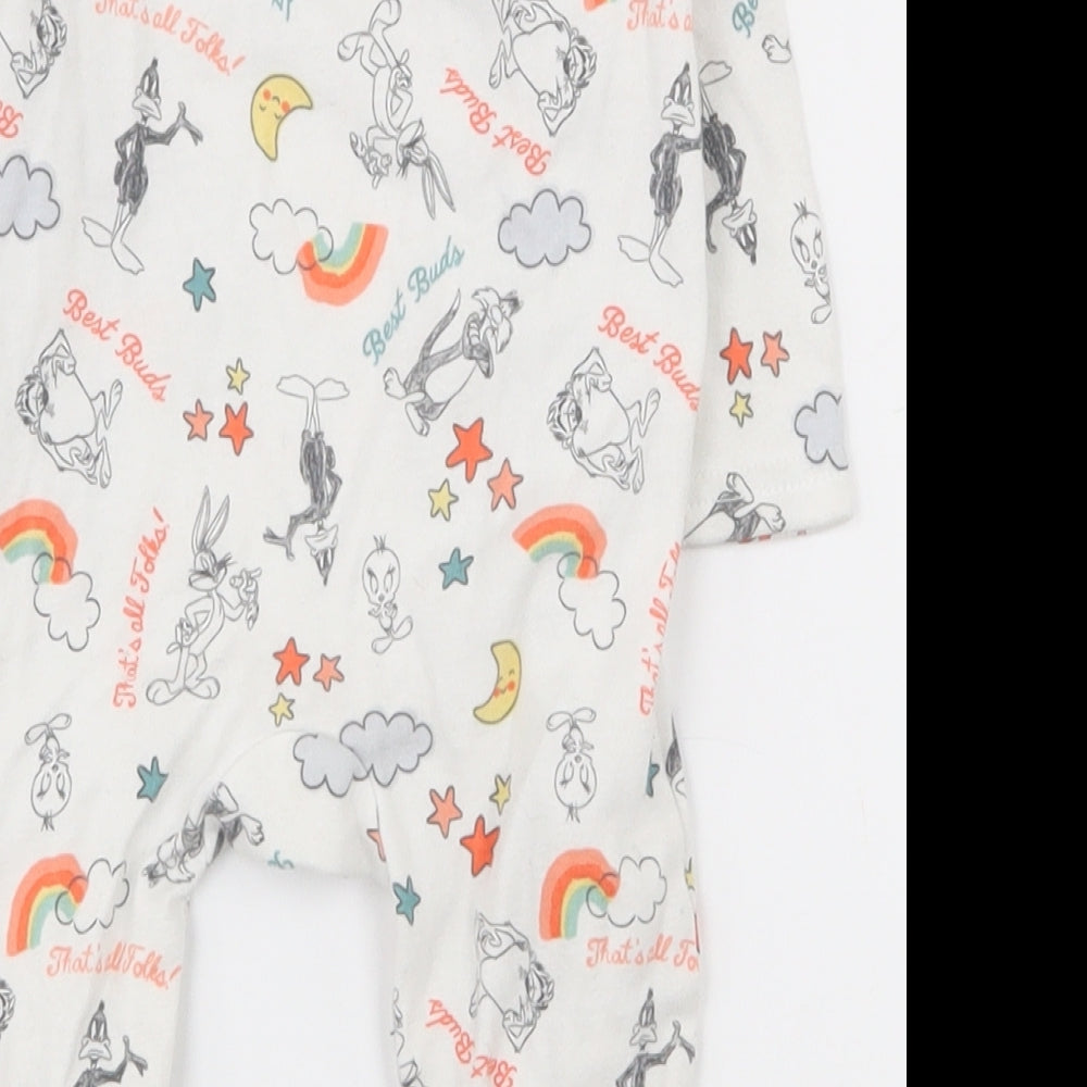 Primark Boys White  100% Cotton Babygrow One-Piece Size 3-6 Months  Snap