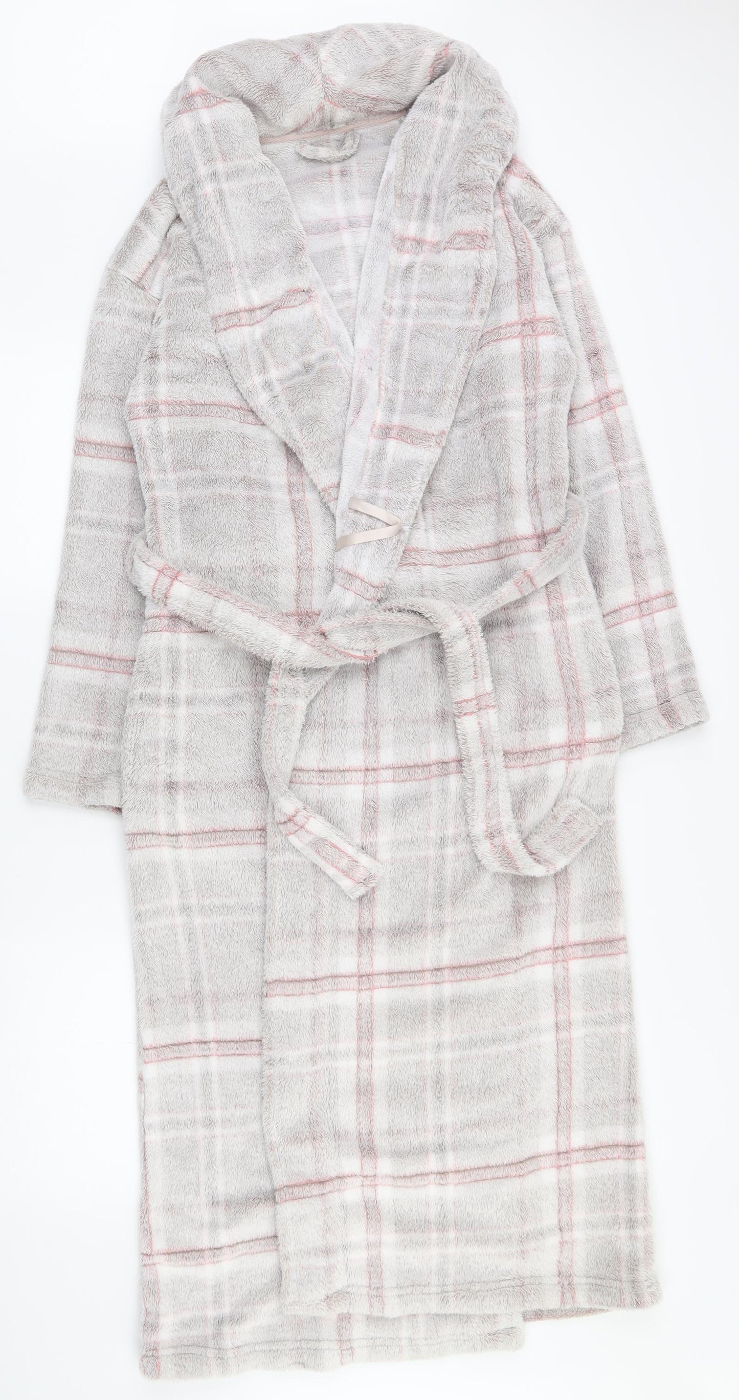 Marks and Spencer Womens Multicoloured Plaid Polyester Top Robe Size 8  Tie - 8-10, pockets
