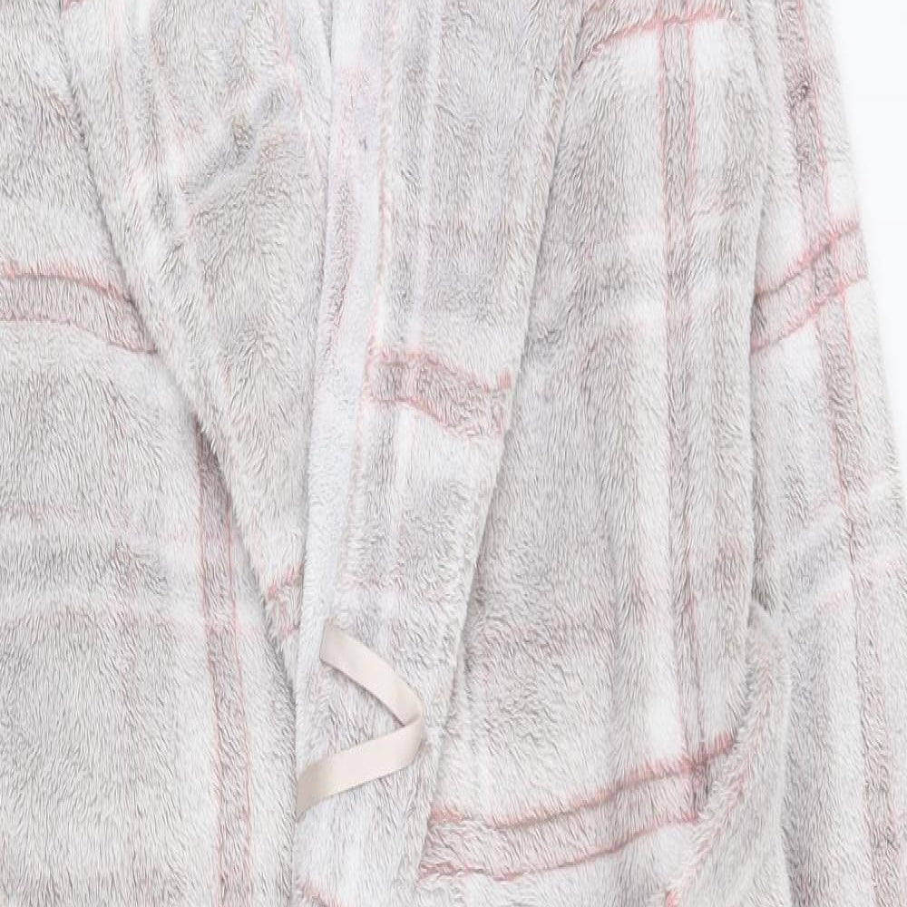 Marks and Spencer Womens Multicoloured Plaid Polyester Top Robe Size 8  Tie - 8-10, pockets