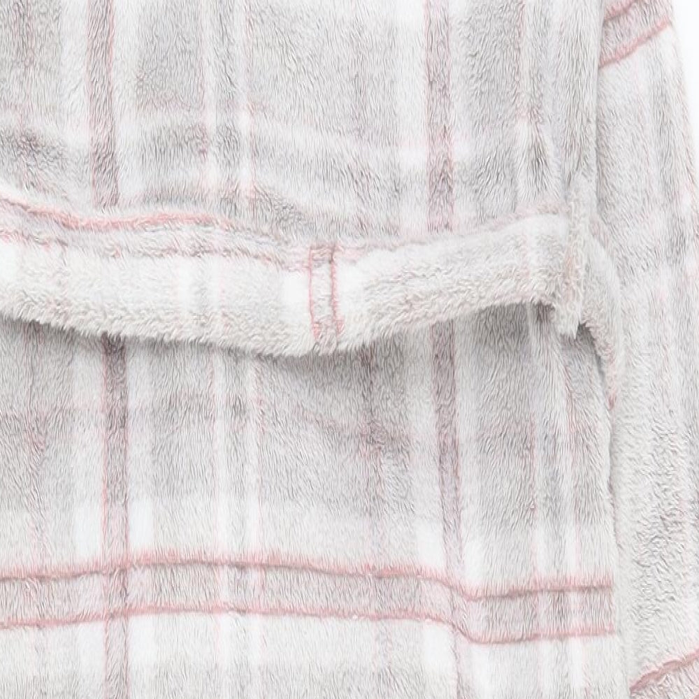 Marks and Spencer Womens Multicoloured Plaid Polyester Top Robe Size 8  Tie - 8-10, pockets