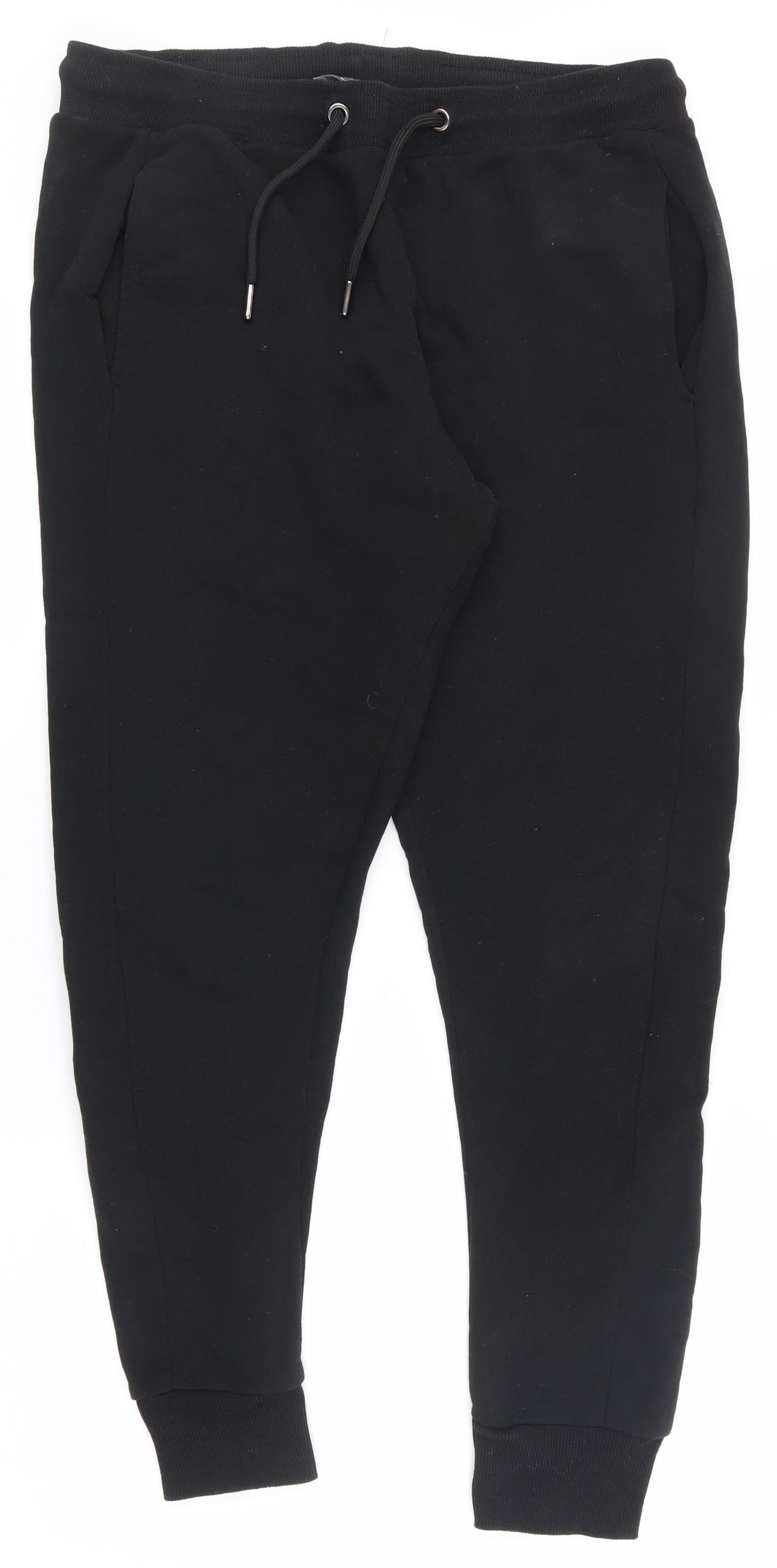 Primark Mens Black  Cotton Jogger Trousers Size M L28 in Regular Drawstring