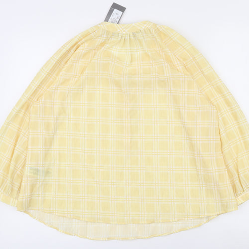 Primark Womens White Plaid Polyester Basic Blouse Size 8 Round Neck