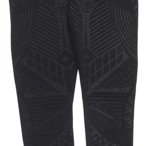 Topshop Womens Black Geometric Polyester Jogger Leggings Size 6 L28.5 in