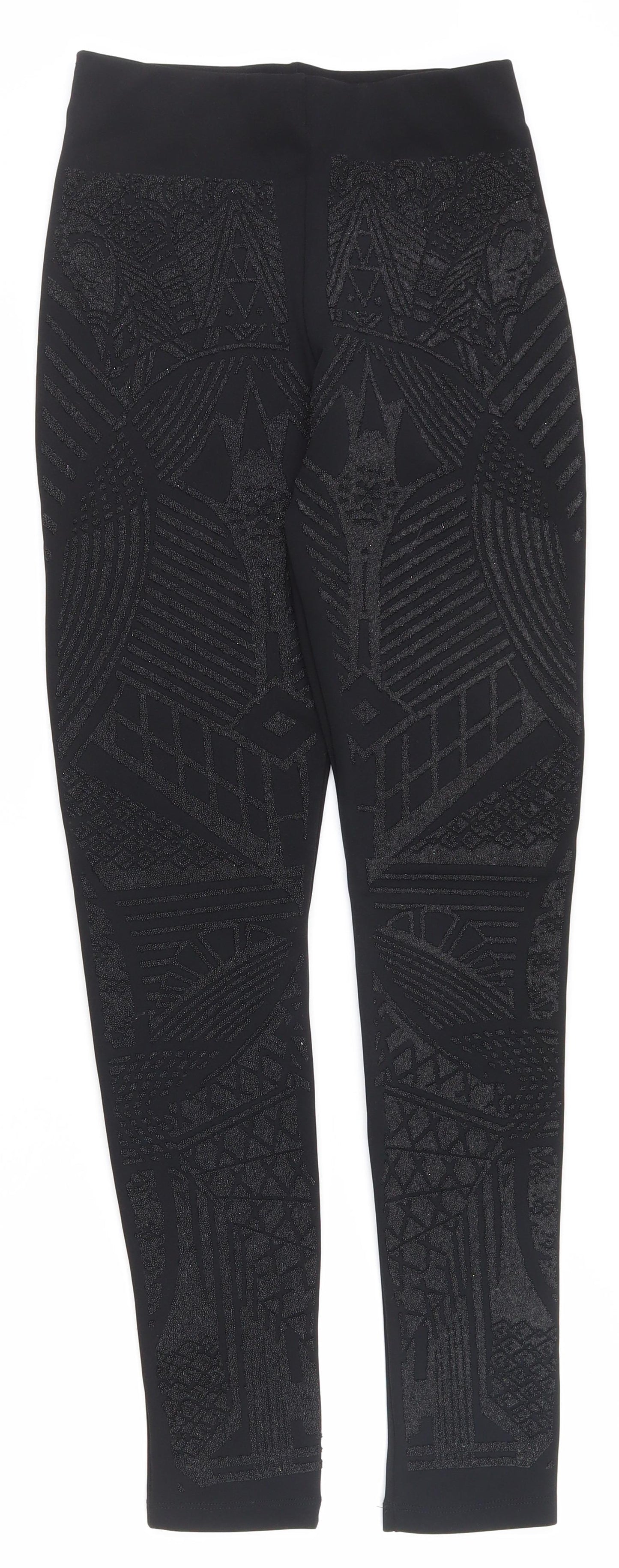 Topshop Womens Black Geometric Polyester Jogger Leggings Size 6 L28.5 in