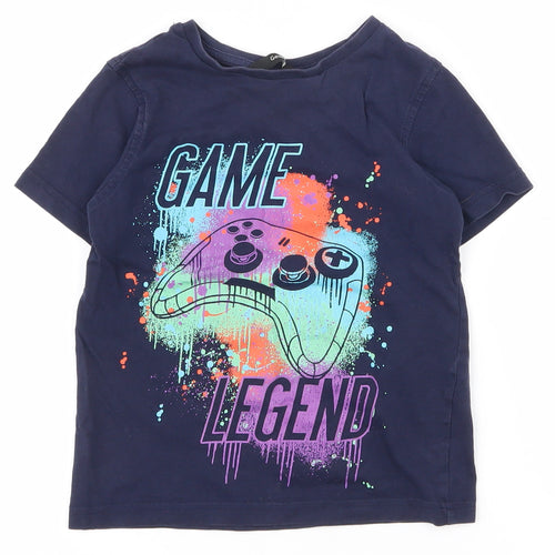 George Boys Blue  100% Cotton Pullover T-Shirt Size 4-5 Years Crew Neck Pullover