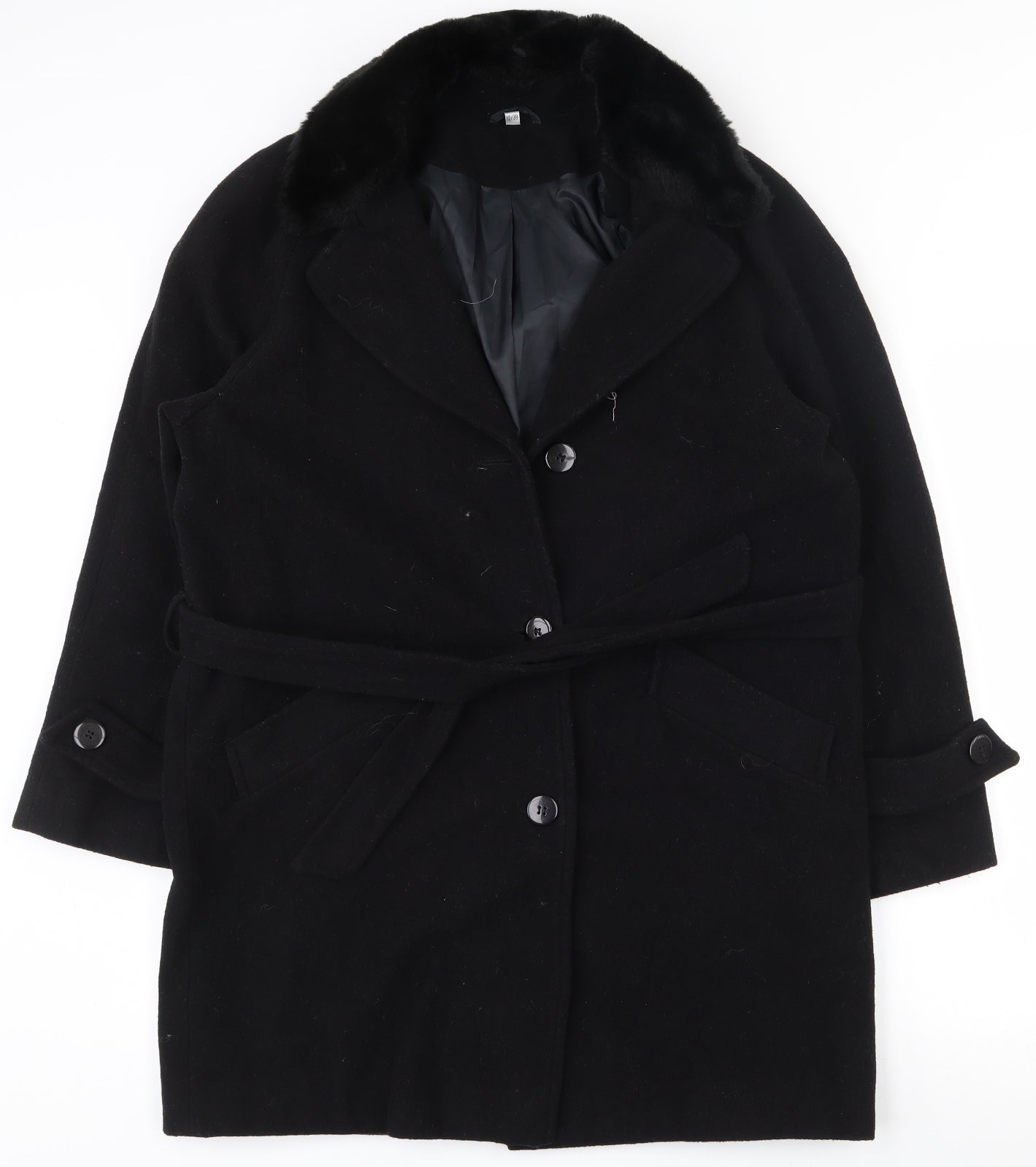 Bonmarché Womens Black   Pea Coat Coat Size 12  Button