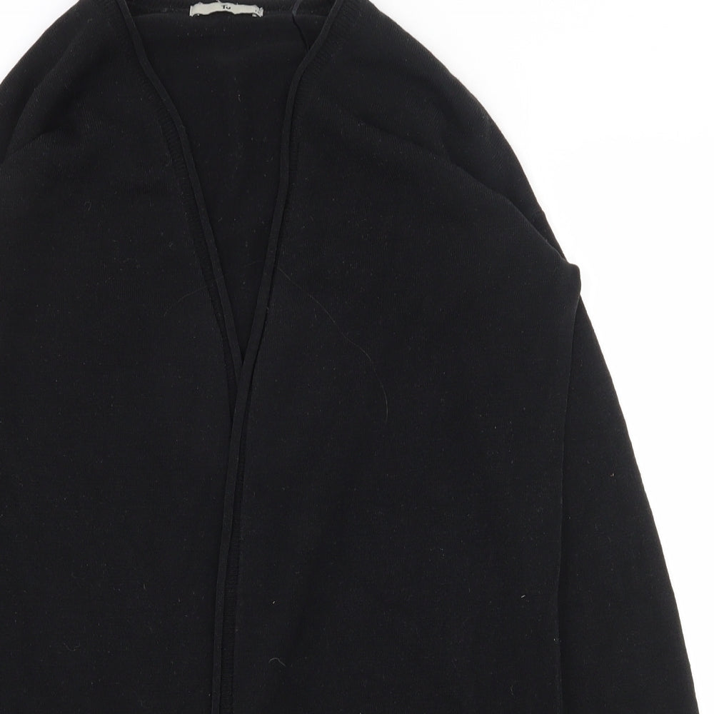 TU Womens Black V-Neck  Acrylic Cardigan Jumper Size 12