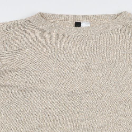 H&M Womens Beige Round Neck  Acrylic Pullover Jumper Size L