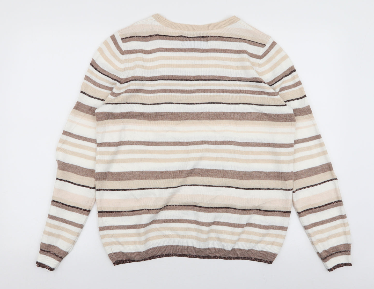 Maine Womens Multicoloured Round Neck Striped Acrylic Pullover Jumper Size 14