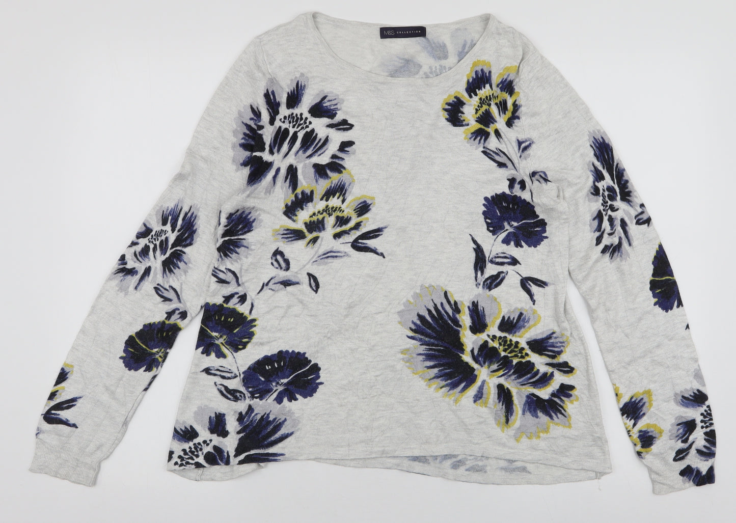 Marks and Spencer Womens Multicoloured Round Neck Floral Viscose Pullover Jumper Size 12