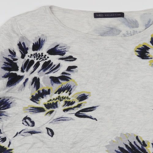 Marks and Spencer Womens Multicoloured Round Neck Floral Viscose Pullover Jumper Size 12