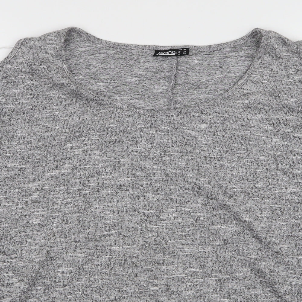 Janina Womens Grey  Viscose Jersey Blouse Size 18 Round Neck - Cold shoulder