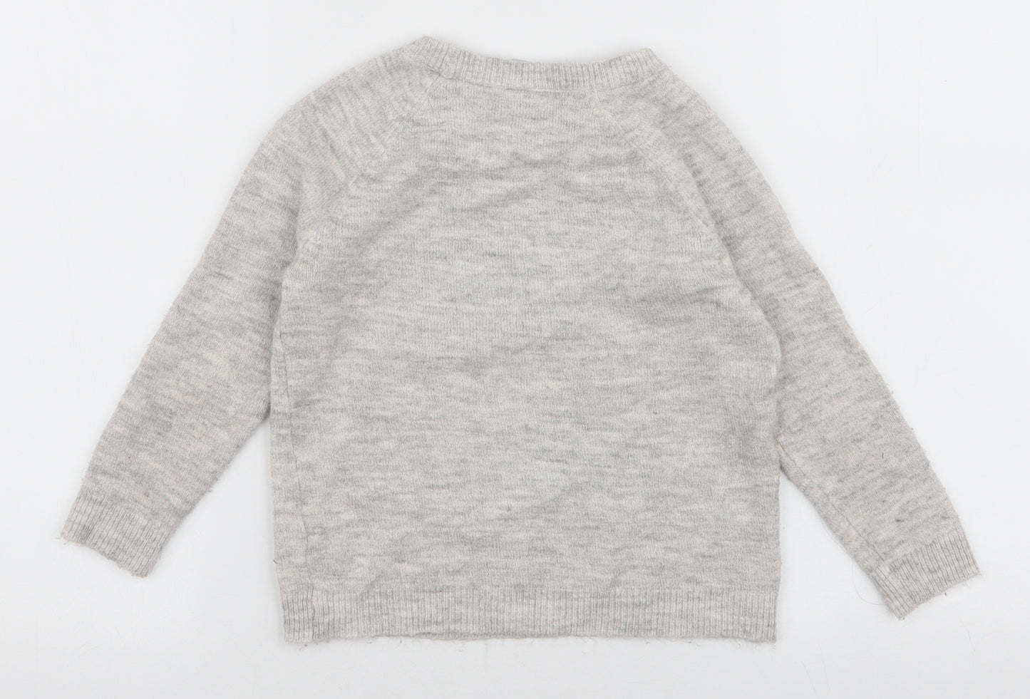 TU Girls Grey Round Neck  Acrylic Pullover Jumper Size 5 Years  Pullover - Unicorn