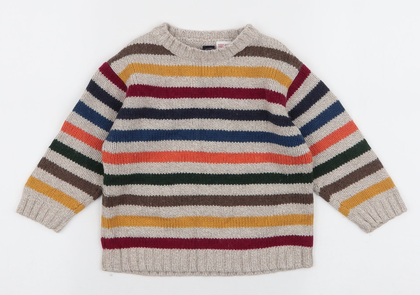 Gap Boys Multicoloured Round Neck Striped Wool Pullover Jumper Size 2 Years  Pullover