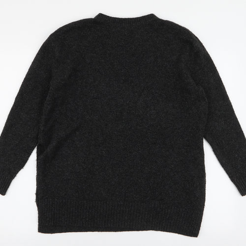 H&M Womens Grey Round Neck  Polyester Pullover Jumper Size S