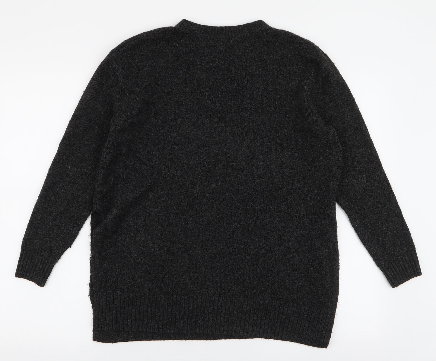 H&M Womens Grey Round Neck  Polyester Pullover Jumper Size S