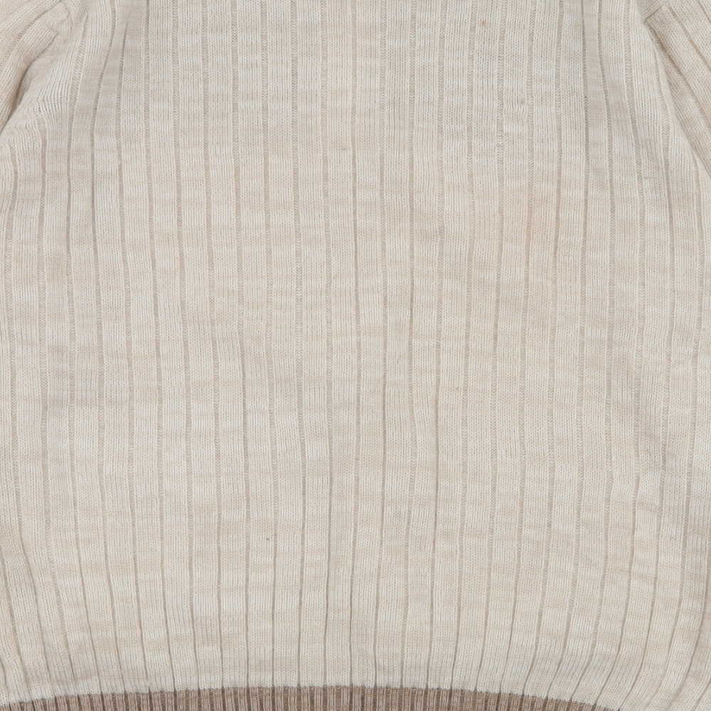 Tootal Mens Beige High Neck  Acrylic Full Zip Jumper Size L