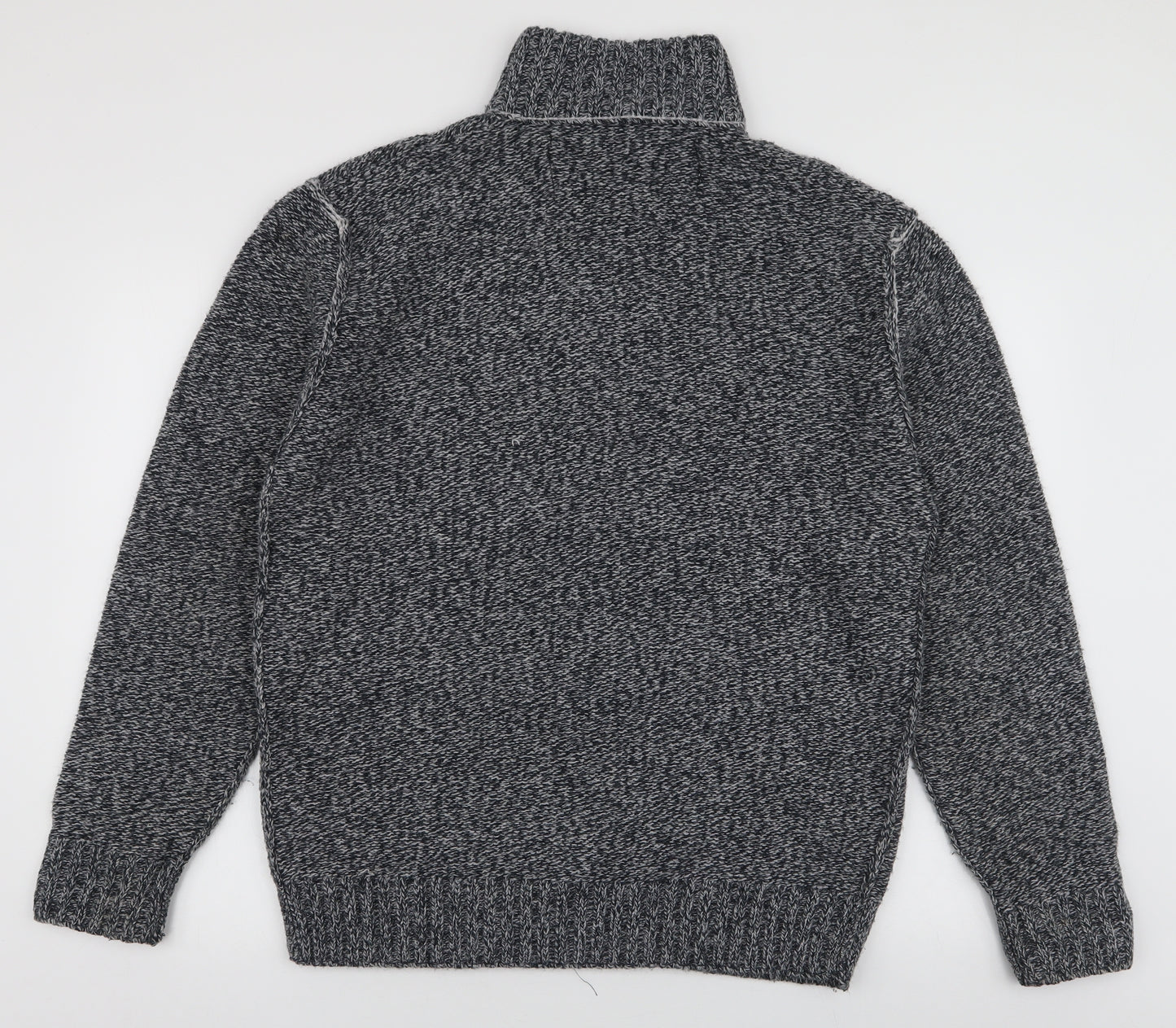 Metaphor Mens Blue Roll Neck  Acrylic Cardigan Jumper Size L