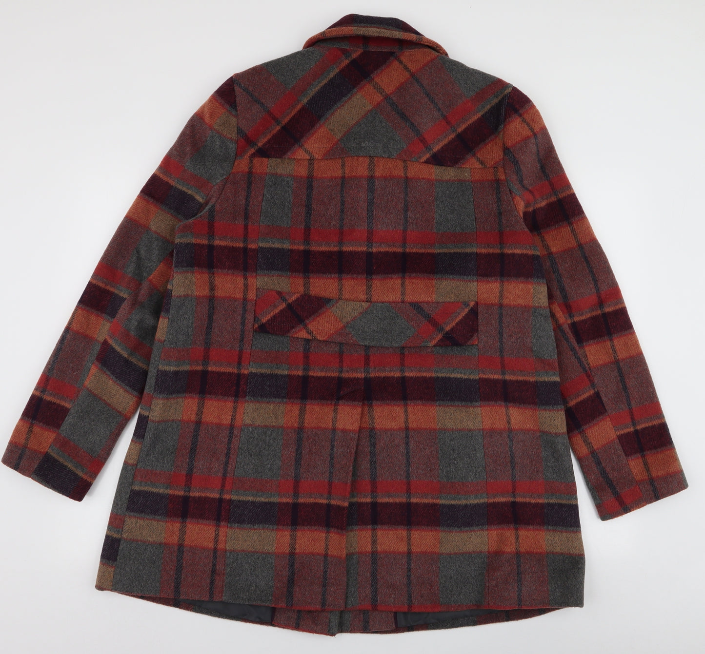 NEXT Womens Multicoloured Plaid  Overcoat Coat Size 16  Button