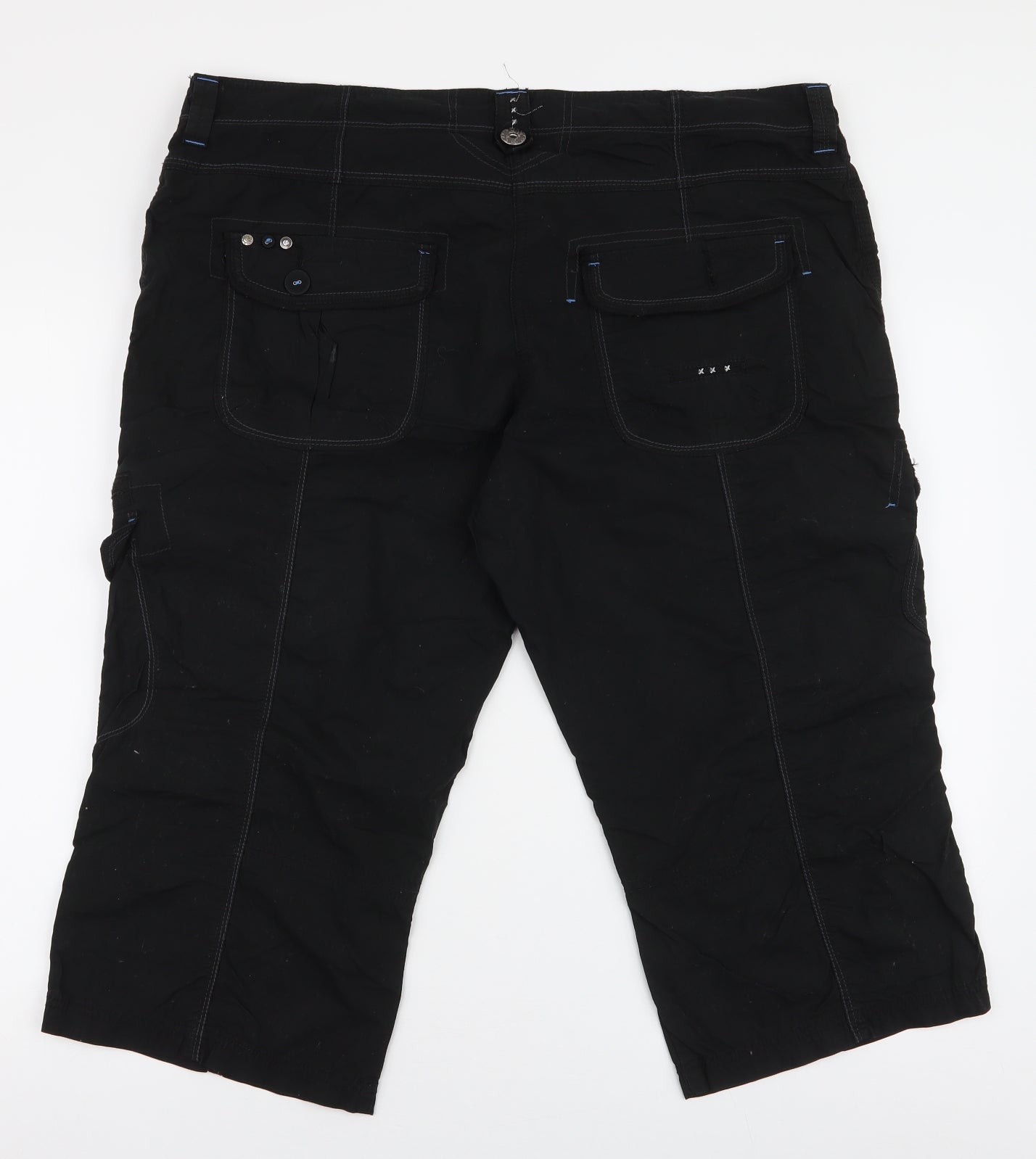 George Womens Black  100% Cotton Cargo Shorts Size 18 L20 in Regular Zip
