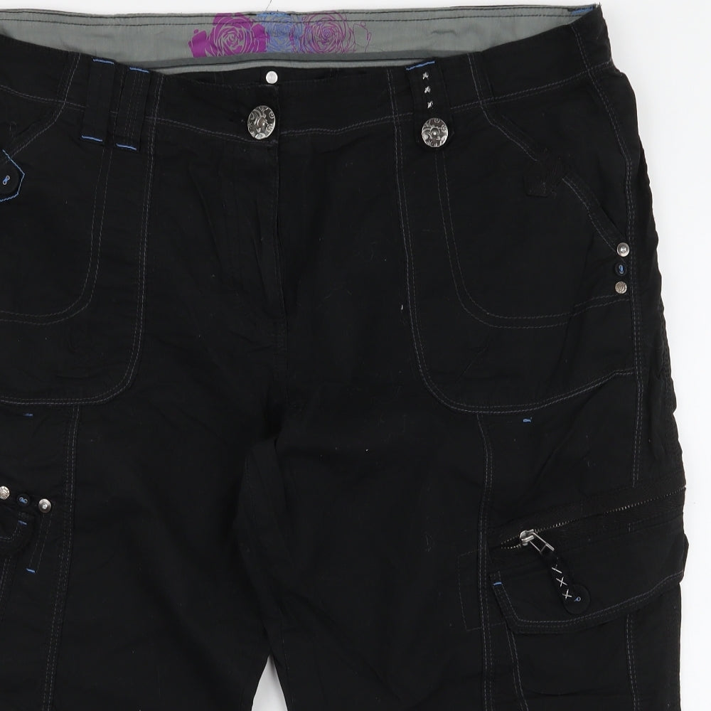 George Womens Black  100% Cotton Cargo Shorts Size 18 L20 in Regular Zip