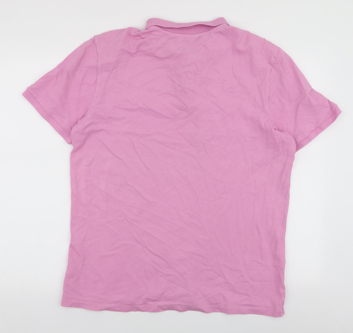 F&F Mens Pink  Cotton  Polo Size L Collared Button