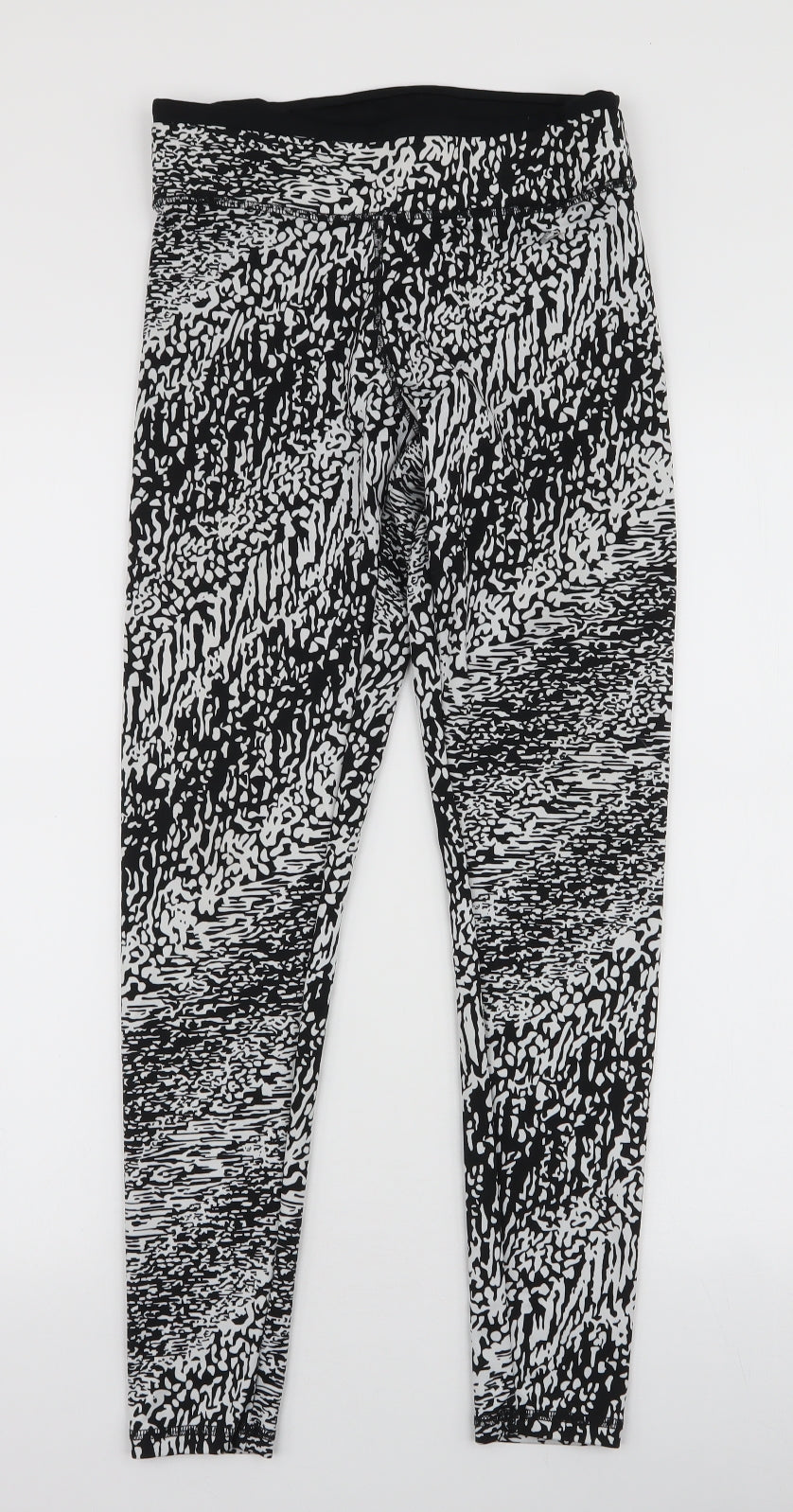 F&F Womens Black Animal Print Polyester Compression Leggings Size S L27 in Slim Pullover