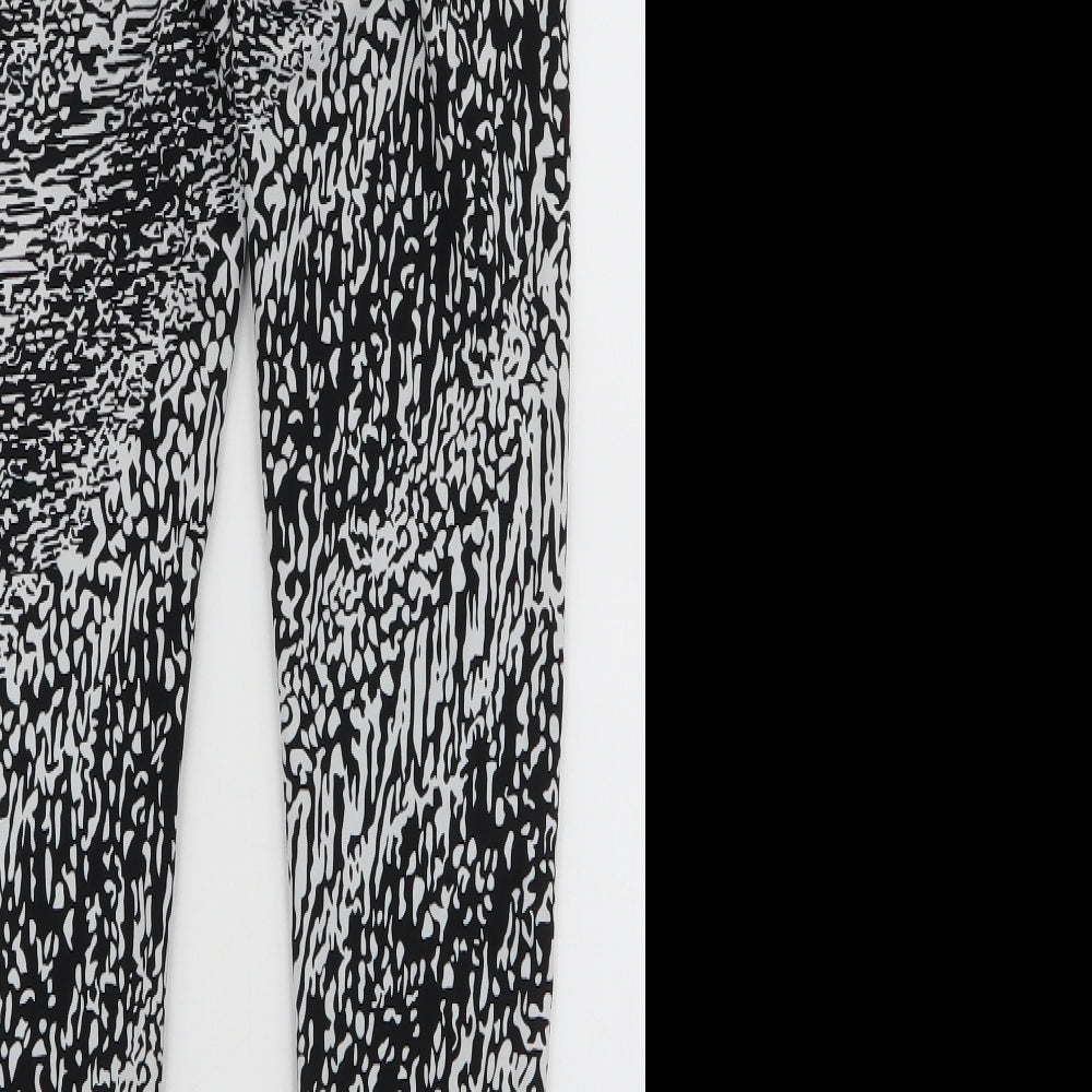 F&F Womens Black Animal Print Polyester Compression Leggings Size S L27 in Slim Pullover