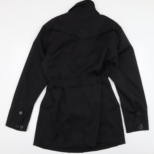 Luke Womens Black   Trench Coat Coat Size L  Button