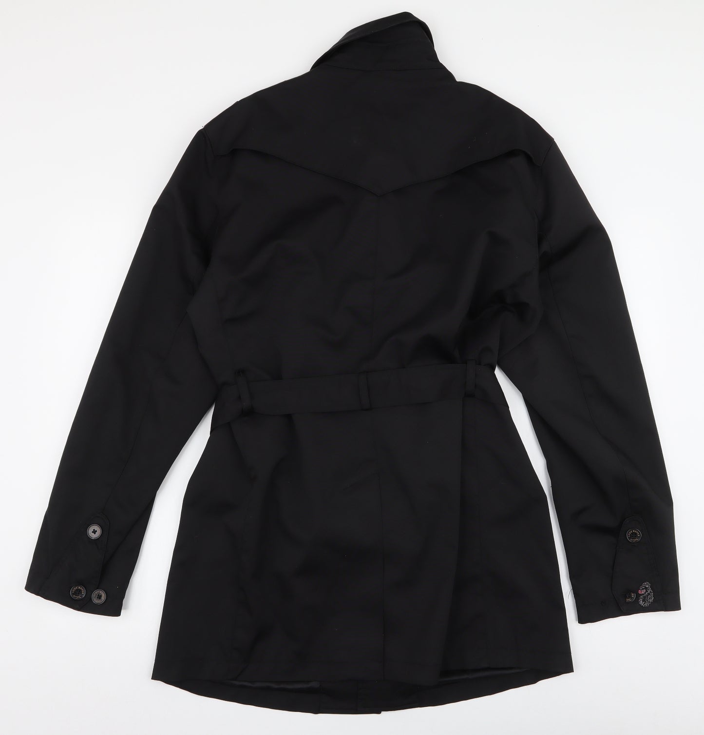Luke Womens Black   Trench Coat Coat Size L  Button