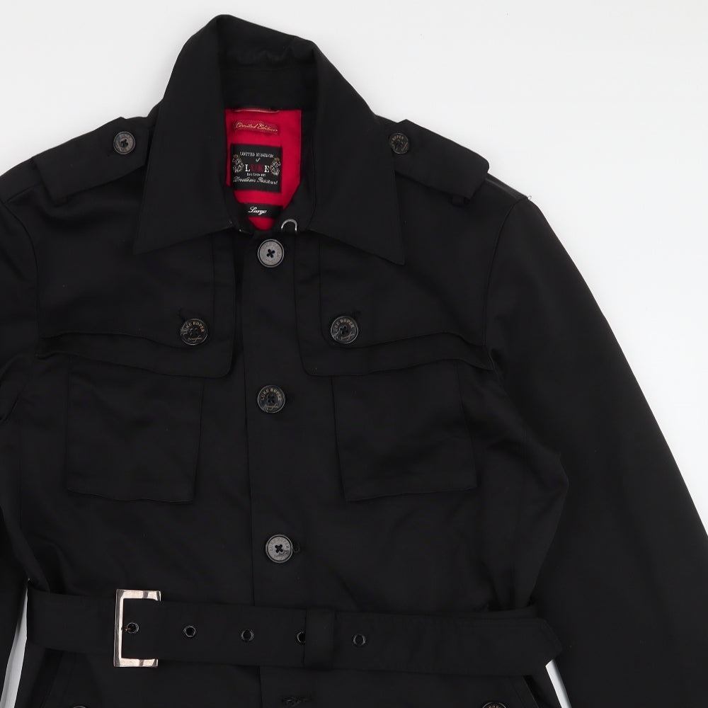Luke Womens Black   Trench Coat Coat Size L  Button