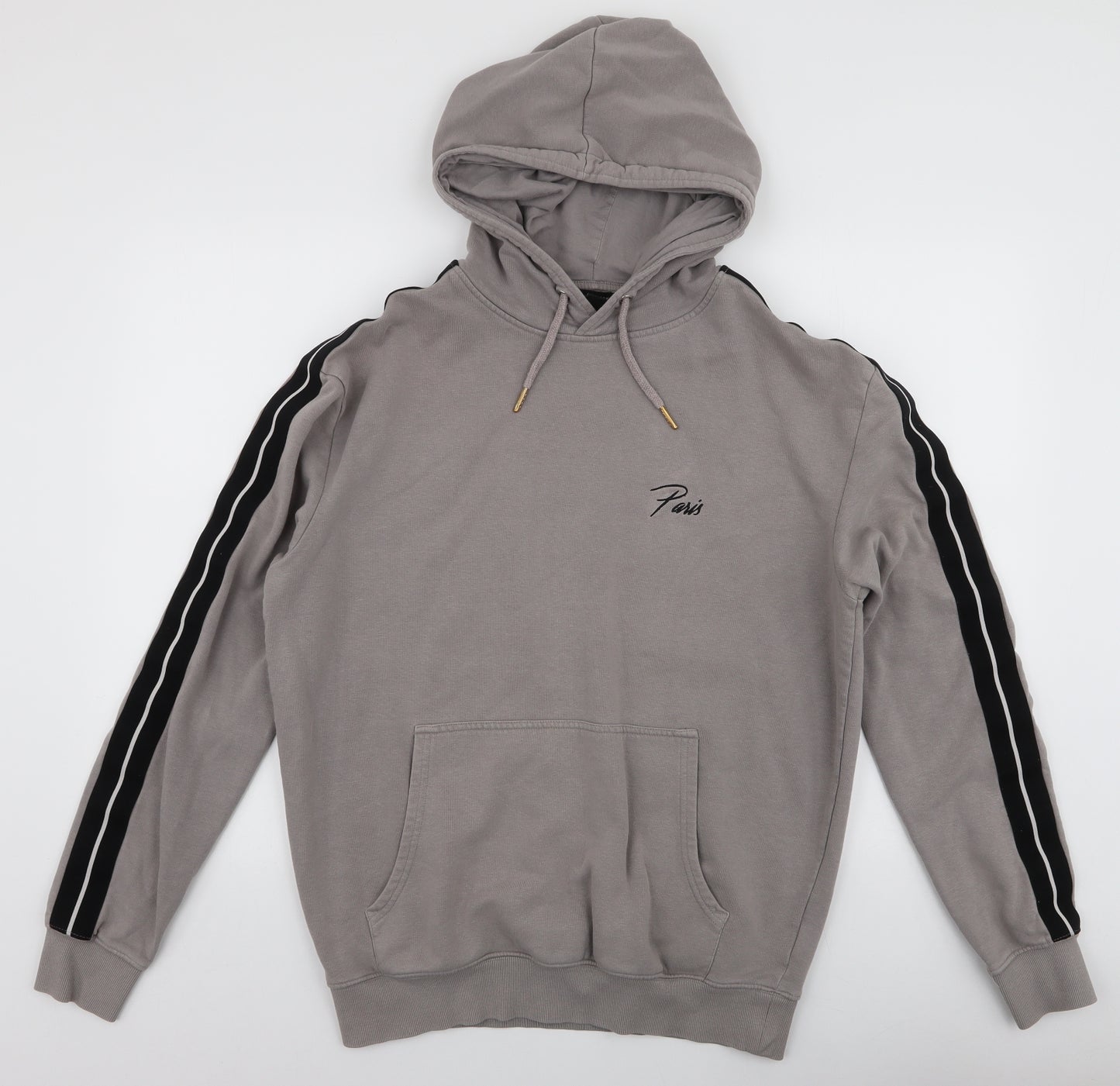 New Look Mens Grey  Cotton Pullover Hoodie Size M   - Paris