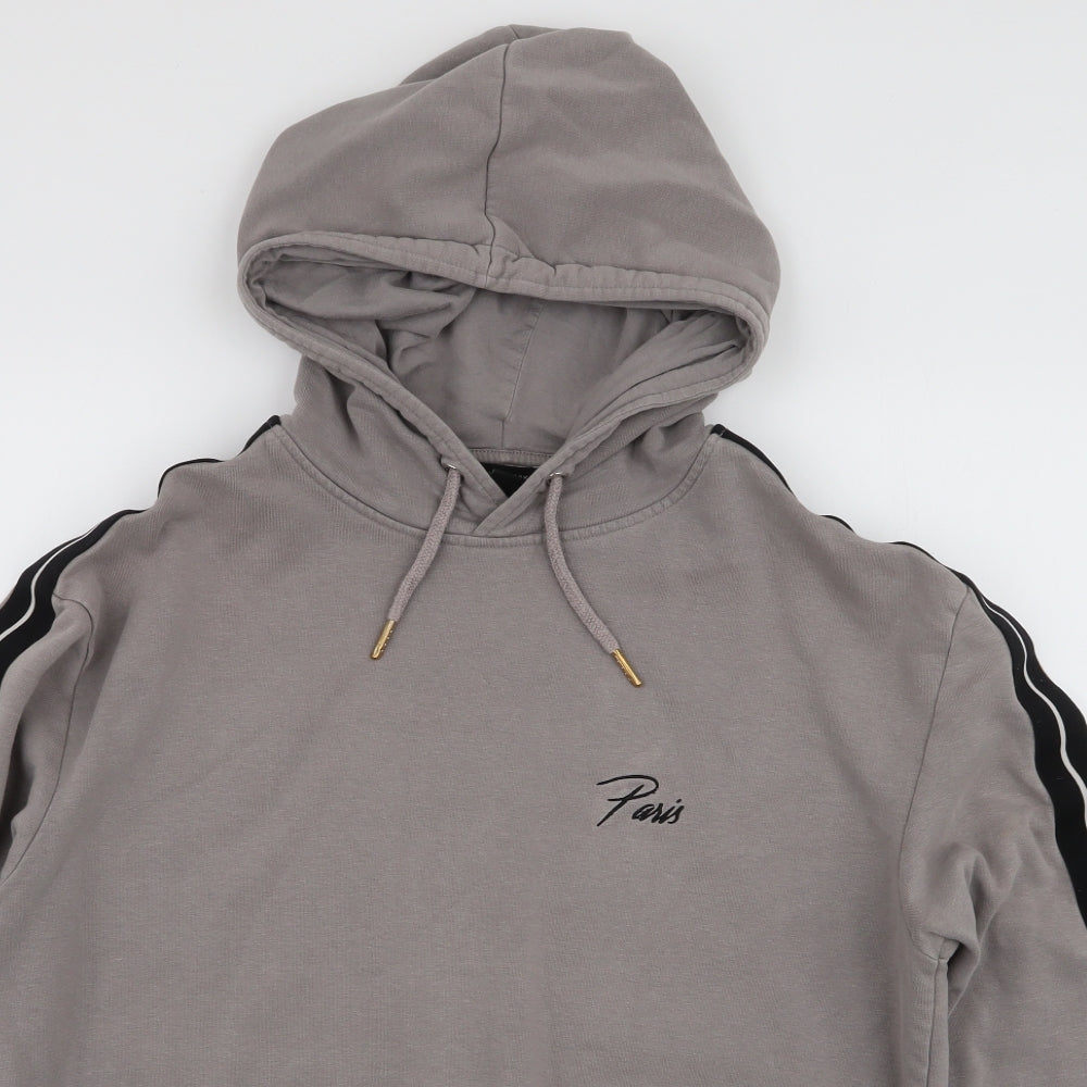 New Look Mens Grey  Cotton Pullover Hoodie Size M   - Paris
