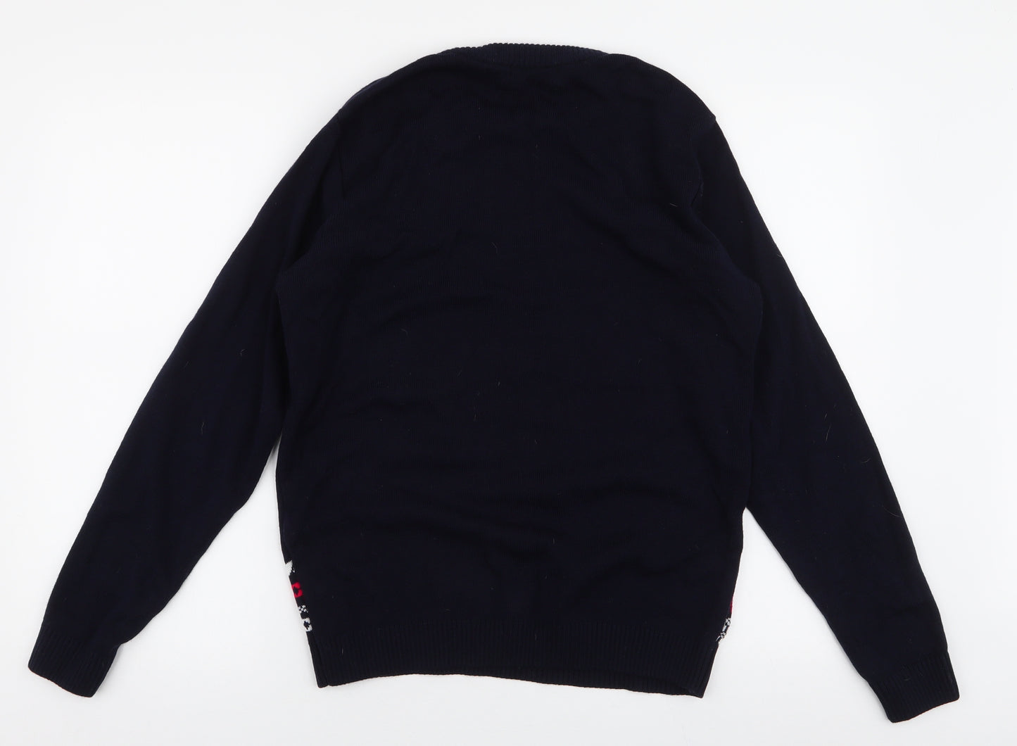 Run & Fly Mens Blue Round Neck  Acrylic Pullover Jumper Size M   - Christmas